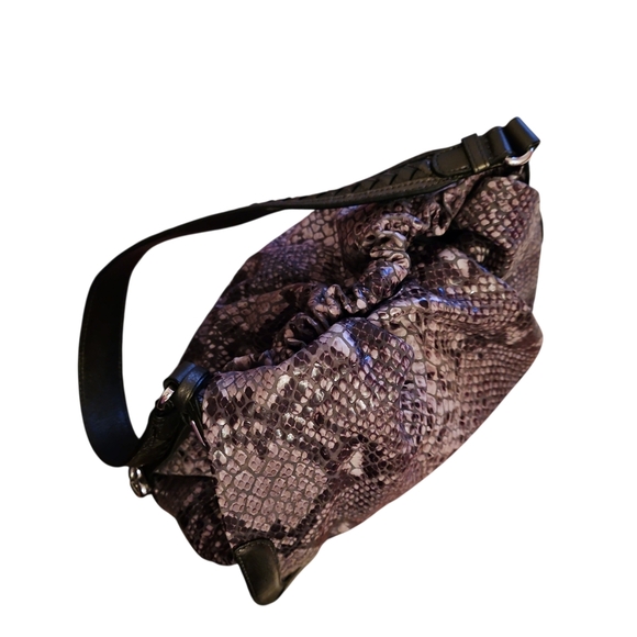Brighton Snakeskin Hobo Shoulder Bag in Warm Grey and Black, Excellent Condition - Picture 14 of 15